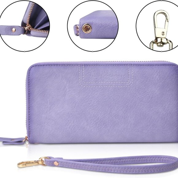 Wristlet Wallet for Women PU Vegan Leather Clutch Cell Phone Card Holder - Picture 5 of 7